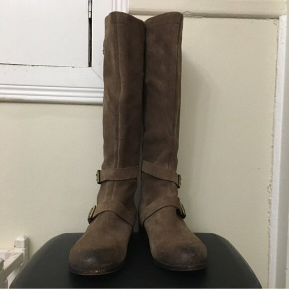 UGG Beige Suede Buckle Cydnee Riding Boots - Picture 4 of 12